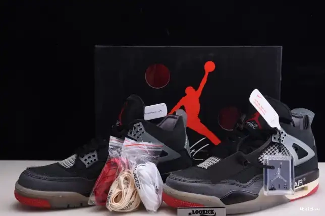 Cheap TBK Off CV9388-001 Air x Bred White Retro 4 Jordan 0524
